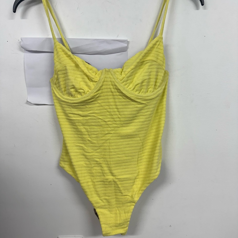 acacia swimwear Yellow Ribbed One-Piece Swimsuit